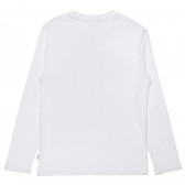 Памучна блуза с дълъг ръкав, с лого за момче, бяла Franklin & Marshall 96632 2