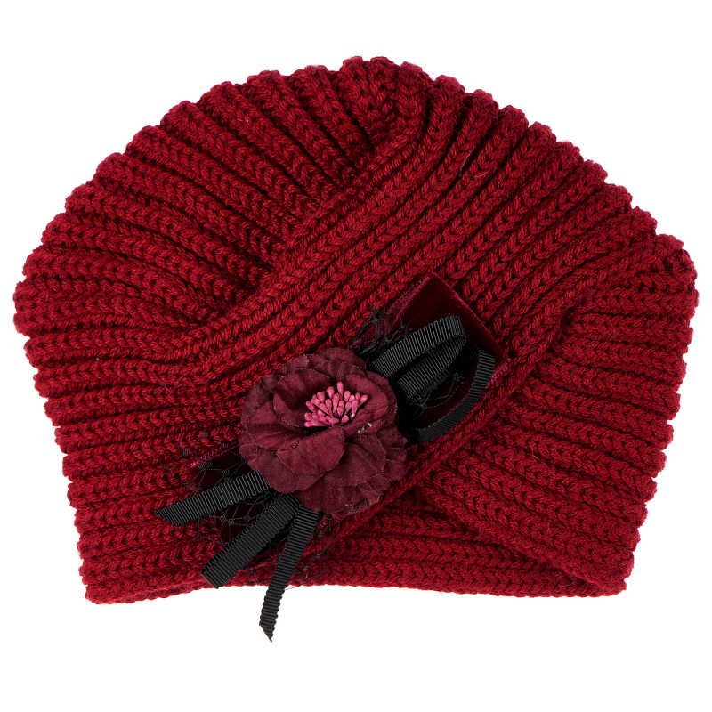 Плетена шапка за момиче с панделка  96679