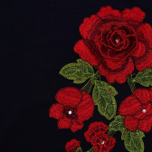 Тъмносиня блуза с къс ръкав и щампа на рози за момиче Picolla Speranza 96684 3