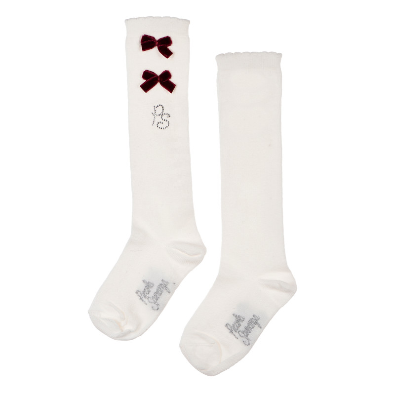 Дълги Чорапи За Момиче С Лого На Марката И кадифена Панделка В Горната Част  96749