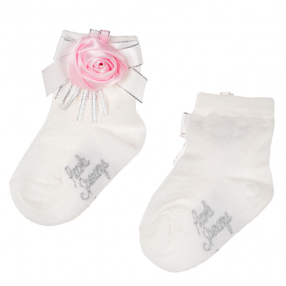 Чорапи за бебе момиче с панделка и голяма роза Picolla Speranza 96753 