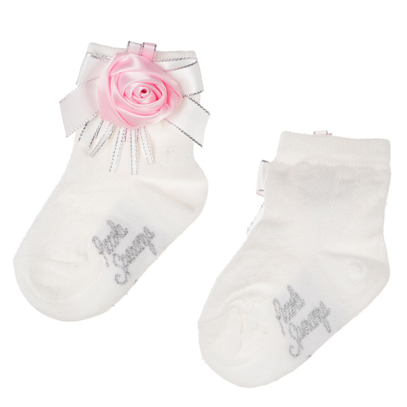 Чорапи за бебе момиче с панделка и голяма роза  96753
