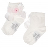Чорапи за бебе момиче декорирани с голяма панделка, нежно цвете в розово с бяло Picolla Speranza 96763 