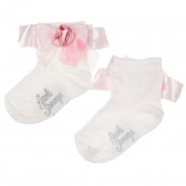 Чорапи за бебе момиче със сатенирана панделка и нежно розово цвете Picolla Speranza 96769 