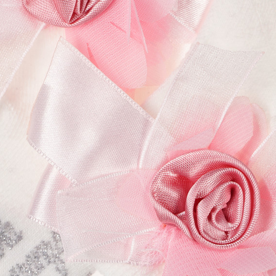 Чорапи за бебе момиче със сатенирана панделка и нежно розово цвете Picolla Speranza 96770 2