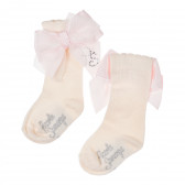 Дълги чорапи за бебе момиче с лого на марката и панделка в горната част Picolla Speranza 96771 