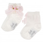 Чорапи за бебе момиче с голяма панделка, нежно цвете в розово и лого на марката Picolla Speranza 96781 