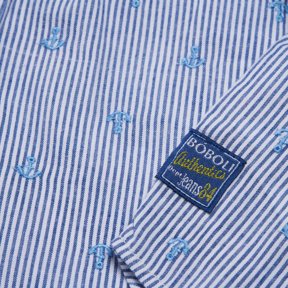 Риза за момче на райе в синьо и бяло Boboli 97498 4