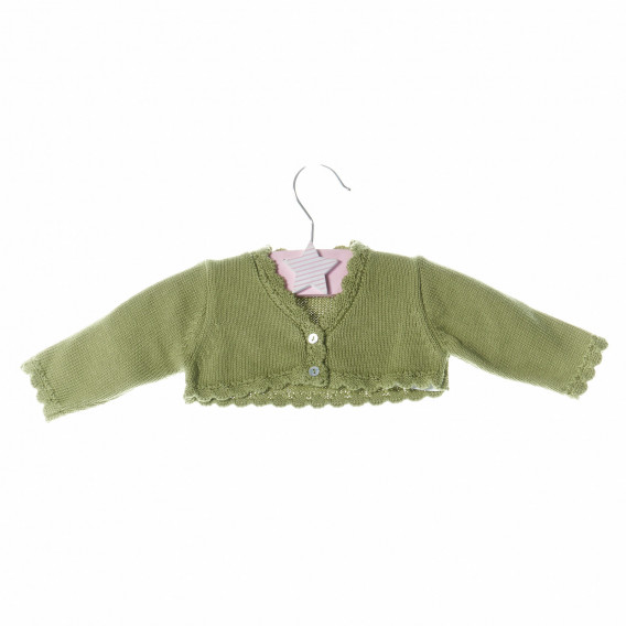 Плетено болеро за бебе с дълги ръкави в зелен цвят Neck & Neck 9753 