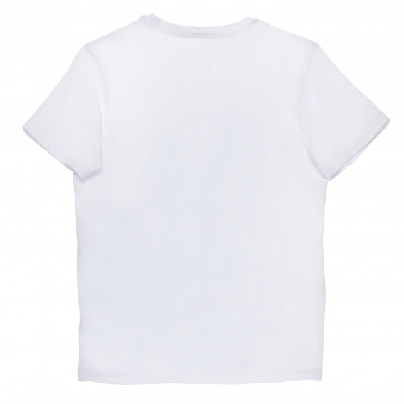Тениска с графичен  принт от органичен памук за момче със син мотив, бяла Name it 98761 2