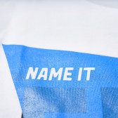 Тениска с графичен  принт от органичен памук за момче със син мотив, бяла Name it 98762 3