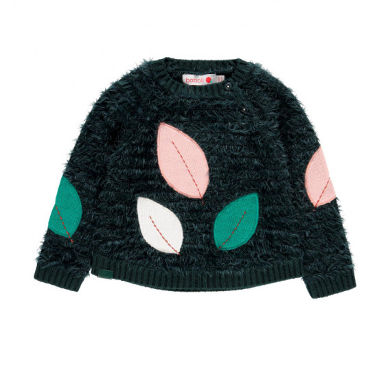 Пуловер за момиче с апликация на листа Boboli 98905 