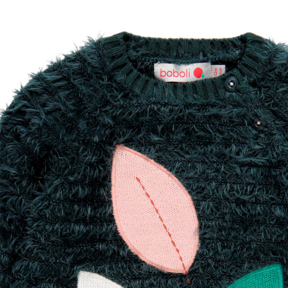 Пуловер за момиче с апликация на листа Boboli 98907 3