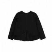 Черна памучна блуза с дълъг ръкав за момиче с интересни детайли Boboli 99200 2