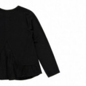 Черна памучна блуза с дълъг ръкав за момиче с интересни детайли Boboli 99202 4