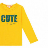 Жълта памучна блуза с дълъг ръкав за момиче с графичен принт "Cute as you" Boboli 99245 3