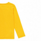 Жълта памучна блуза с дълъг ръкав за момиче с графичен принт "Cute as you" Boboli 99246 4