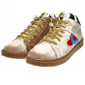 Бежови обувки за момиче с връзки и декорация сърце и цвете Averis Balducci 99428 