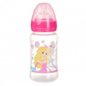Пластмасово шише със силиконов биберон с регулируем поток - Princess, 0+ месеца, 240 мл, за момиче Disney Princess 99483 