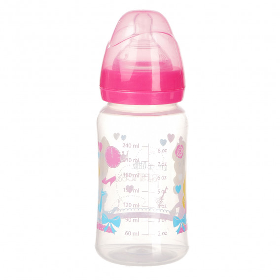 Пластмасово шише със силиконов биберон с регулируем поток - Princess, 0+ месеца, 240 мл, за момиче Disney Princess 99484 3