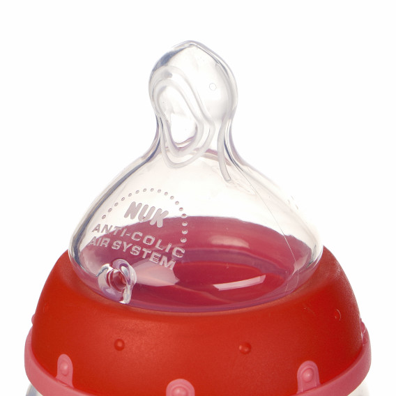 Полипропиленово шише за хранене с картинка, с биберон 2 капки, 0+месеца, 300 мл., червено NUK 99810 5