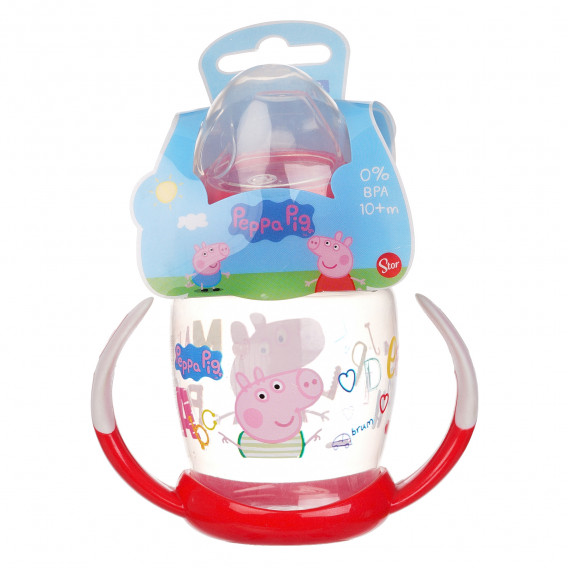 Чаша за пиене за малки деца с две дръжки и силиконов накрайник за пиене с картинка peppa pig letters Stor 99911 2