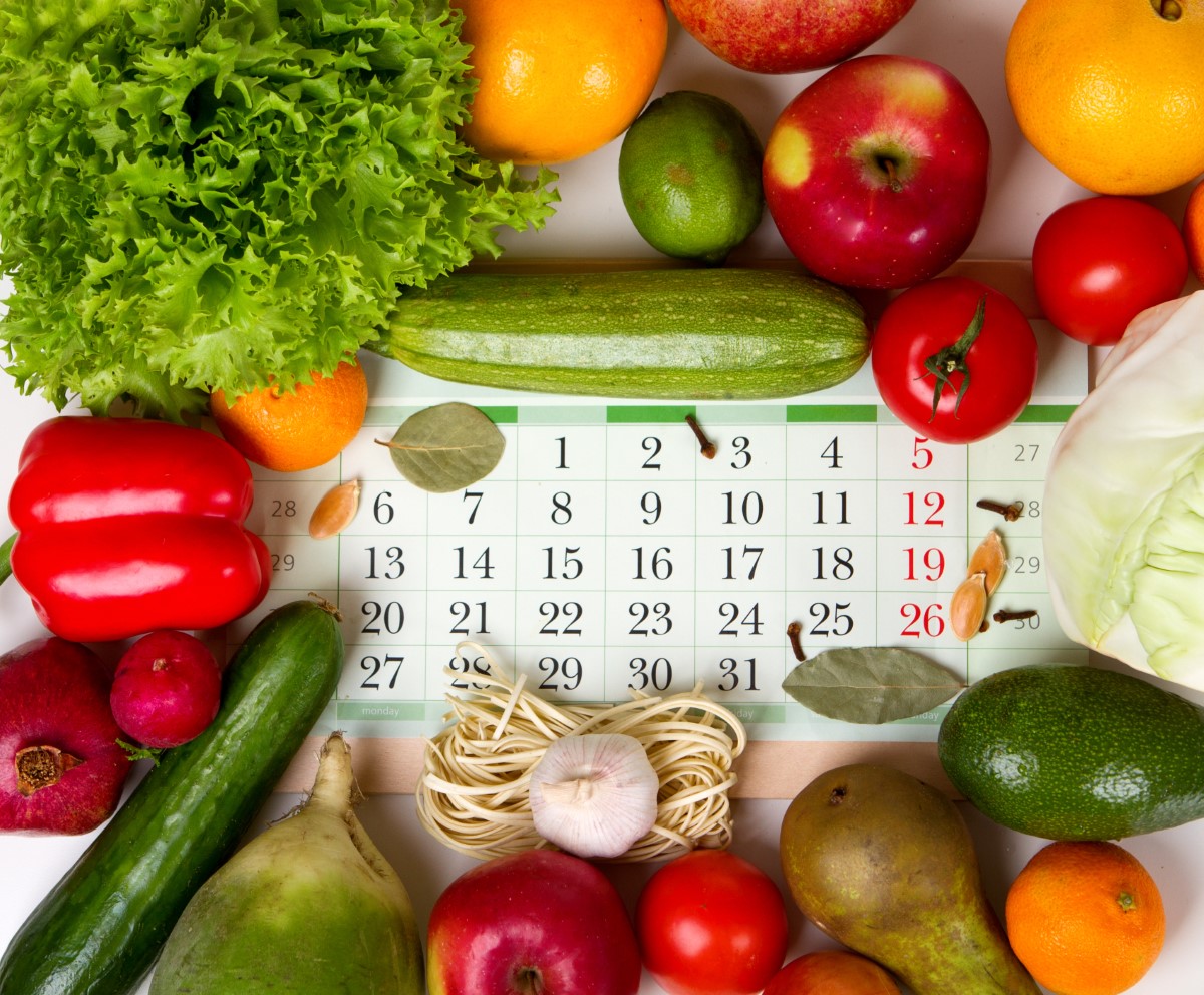 Vegetables,and,fruits,around,the,calendar,,concept,of,proper,healthy