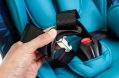 Closeup,details,of,blue,child,safety,seat,,seat,designed,specifically