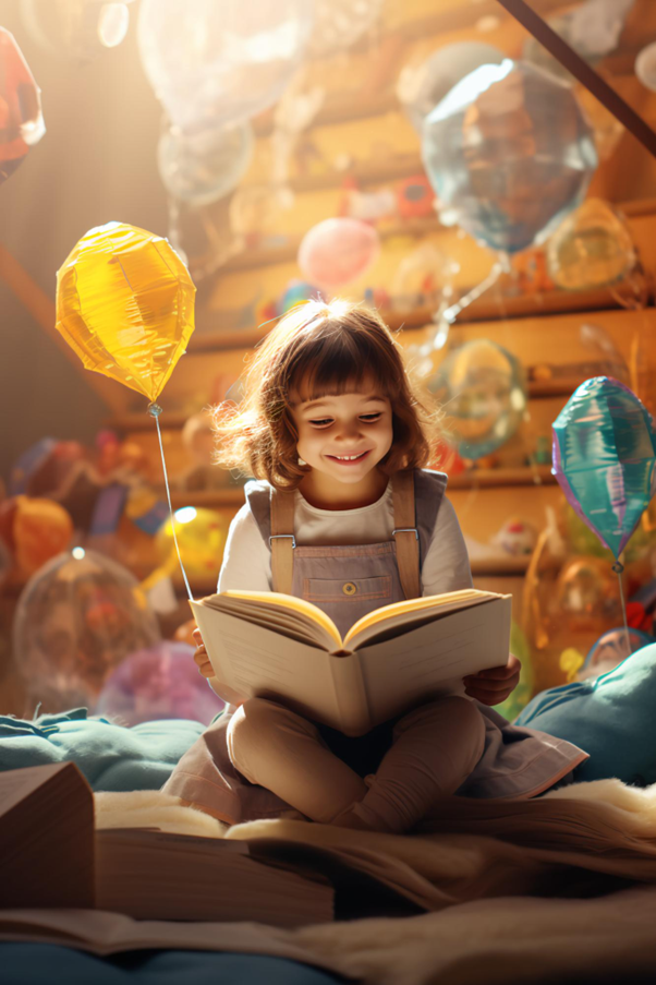 Момиченце чете книга